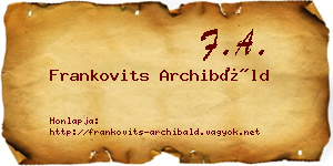 Frankovits Archibáld névjegykártya